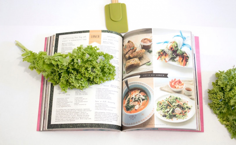 Cookbook open on lunch page